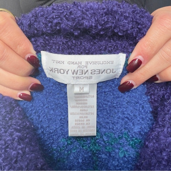 Cozy oversized Plaid Turtleneck Sweater - Blue and Green - Picture 4 of 4